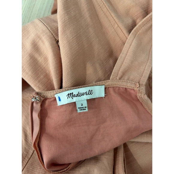 Madewell Women’s Apron Tie Waist Dress in Antique Coral Size 2 Cotton Linen - Picture 7 of 10